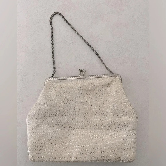 CFR/ Made in England/ Kiss snap closure/ Beige with gold thread/ Evening bag - Picture 5 of 14